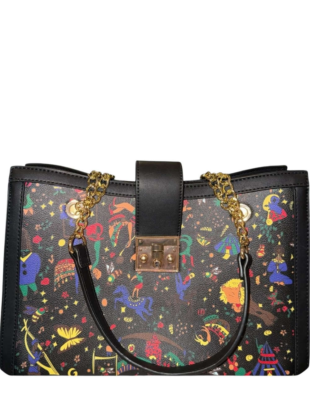 2pc Black Multicolor Printed “Graffiti” Shoulder Tote w/matching long Wallet - Picture 1 of 3